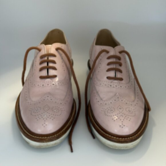 Tod’s Pink Leather Brogue Oxford 37.5 (US 7) - Picture 1 of 9